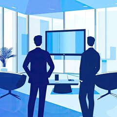 Obraz premium Business Meeting Office Blue Tone