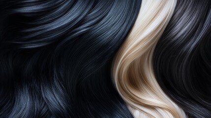 Fototapeta premium Close-up of black and blonde hair texture, abstract art concept