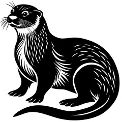 illustration of a black and white cat