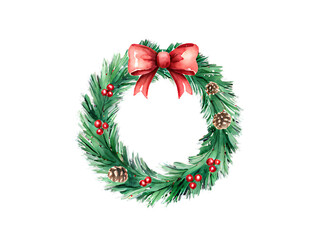 Watercolor_Christmas_wreath,_isolated_as_clipart,_perfect_for_holiday_designs_and_invitations.