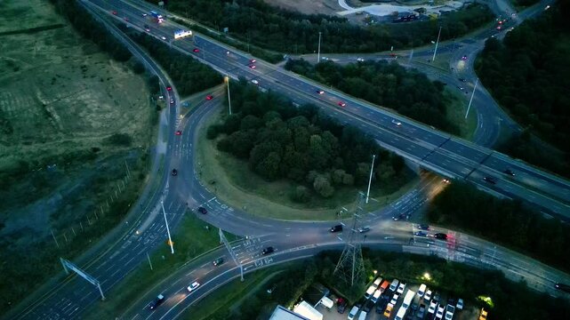 Junction 32 on the motorway M62, Castleford, United Kingdom.