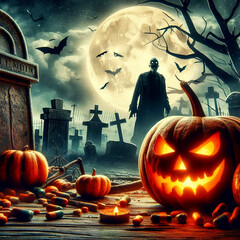 Graveyard Awakening: Zombies and Their Sinister Pumpkins