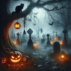 The Black Cat and the Haunted Pumpkins