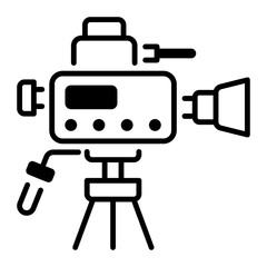 An outline style icon of movie camera 