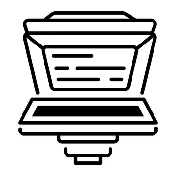 An icon of teleprompter in line style 