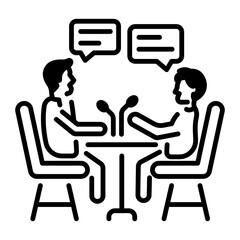 Line style icon of celebrity interview
