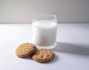 Glass of milk with cookies