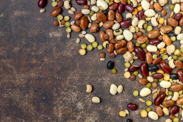 Variety of dried beans with room for copy