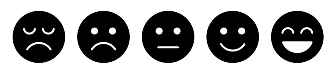 satisfaction rating expression vector. face, emote, symbol, illustration.