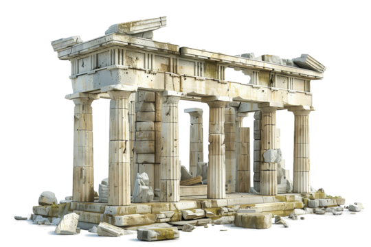 Greek Temple, cut out. Ancient temple, transparent.