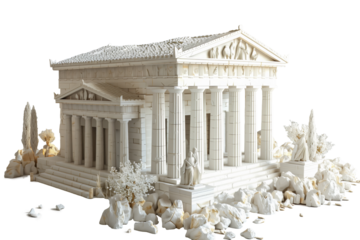 Greek Temple, cut out. Ancient temple, transparent.