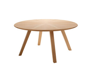 modern round wooden table isolated on transparent background