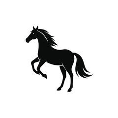 horse silhouette hind legs, silhouette vector art illustration clipart 