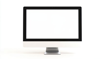 Fototapeta premium A clean desktop mockup showcases a blank monitor on a white backdrop, ideal for designs