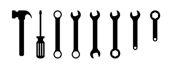 wrench vector. workshop, mechanic, automotive, icon, symbol