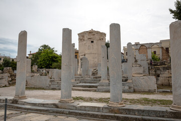 Views from the Roman Agora historical site in the city of Athens, Greece