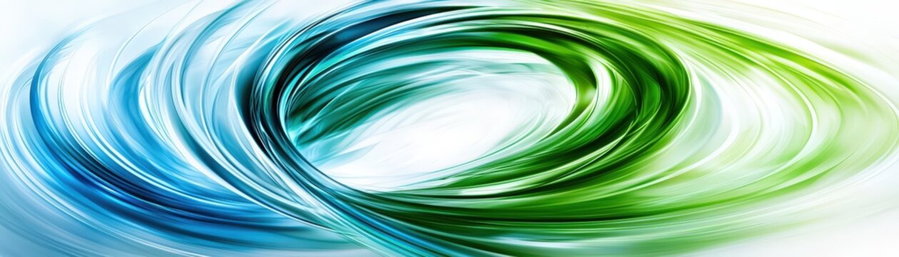 A luminous, abstract swirl of vibrant blue and green hues, blending in a circular motion with a gentle glow, suspended in midair against a transparent backdrop, exuding a sense of infinite energy and