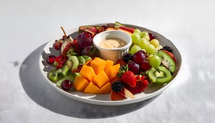 Fruit platter with dipping sauce
