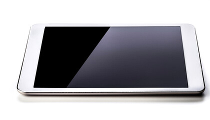 tablet with black screen isolated on white background