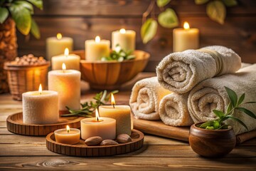 Aromatherapy treatment with candles a serene spa setting with a collagen elixir surro