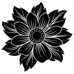 black and white flower vector