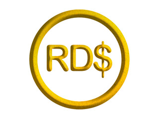  Dominican peso sign icon, Dominican Republic currency symbol design with gold motive