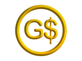 Guyanese dollar sign icon, Guyana currency symbol design with gold motive