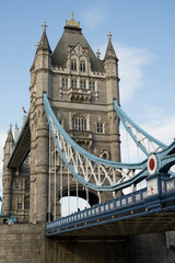 Obraz premium Tower Bridge is a Grade I listed combined bascule, suspension, and, until 1960, cantilever bridge in London.