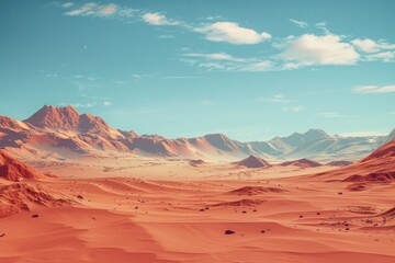 A view of the desert with mountains visible on the horizon, suitable for use as a background or for travel and adventure themes