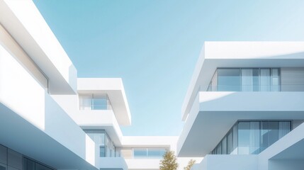 light minimalist facade of a beautiful house Generative AI