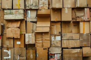 A pile of cardboard boxes stacked high, ideal for storage and organization