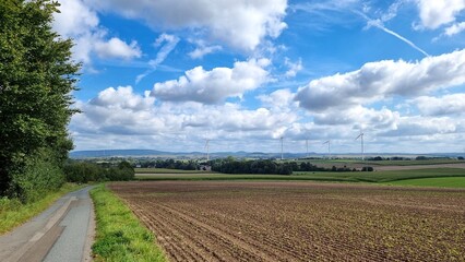 landscape with field and blue sky near ottenhausen