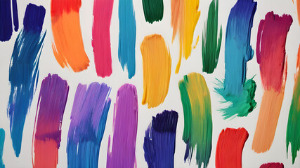 Naklejka premium Set of colorful brush strokes, lines, hand painted design elements. Textures, backgrounds for text. Rough grunge edges.