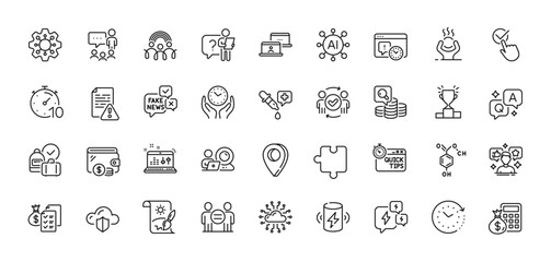 Time change, Accounting wealth and Project deadline line icons pack. AI, Question and Answer, Map pin icons. Cloud protection, Charge battery, Quick tips web icon. Vector