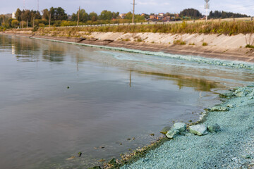 chemical plant emissions on the river - ecological disaster