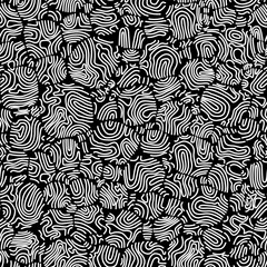 Abstract seamless pattern with doodles - hand drawn black and white vector illustration.
