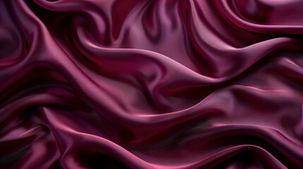 Obraz premium Elegant Satin Fabric in Deep Burgundy with Soft Creases and Glowing Highlights