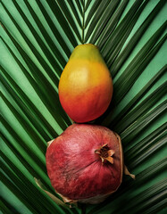Pile, Ripe and juicy sweet fruits. Halves food summer background