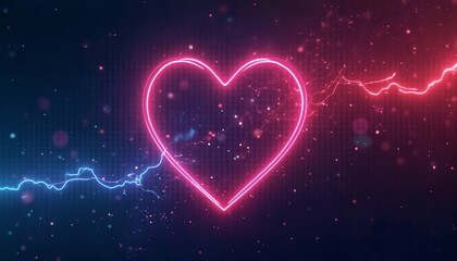 neon heart and shapes as an abstract background