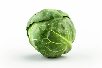 Obraz premium Close-up shot of a cabbage head on a white surface, ideal for use in food or agricultural related contexts