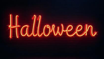 Obraz premium Halloween inscription from a fire burning in the night