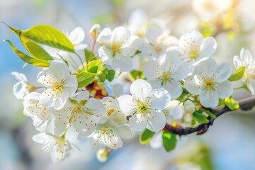 A close-up shot of a single white flower growing on a tree branch