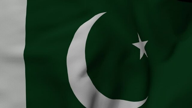 Pakistan waving flag closeup on a Transparent Background Loop 