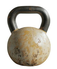 Rusty white kettlebell isolated on a transparent background
