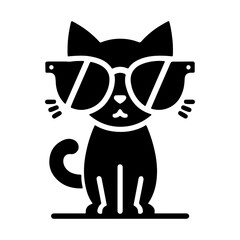 The cat has a sunglasses icon and a black silhouette on a white background.