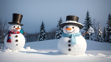 Obraz premium snowman on the snow