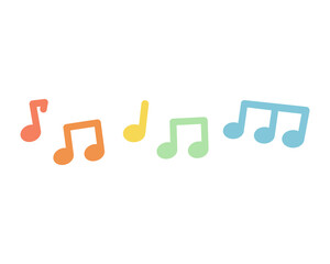 Colorful pastel musical note border frame. Education, leisure, entertainment, learning concept. Flat decorative vector design illustration isolated on background.