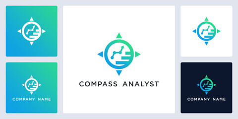 Vector of compass analyst icon and logo design template