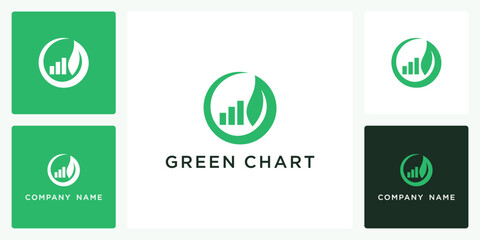 Vector of green chart icon and logo design template