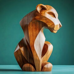 Lion wood sculpture